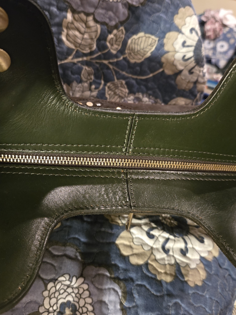 Patricia Nash Olive Green Suede Studded Satchel.  "Like New With Tags" - Picture 6 of 9